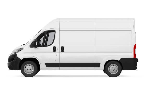 furgone di consegna isolato - delivery van foto e immagini stock