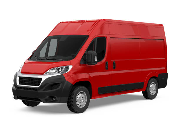Red Delivery Van Isolated stock photo