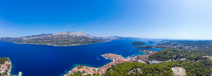 Aerial view of Korcula old Town on Korcula Island