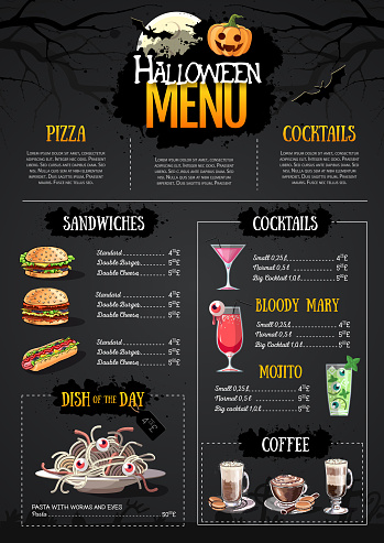 Halloween Menu Design With Jack O Lantern Restaurant Menu Stock ...