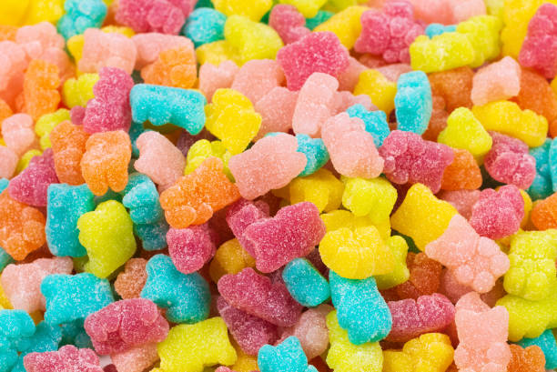 istock Jelly sweats bears background. Top view. 1177069635