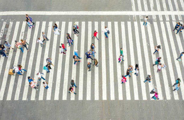 istock High Angle View Of People On Street 1177069744