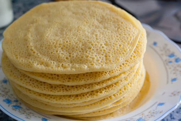 istock Moroccan pancakes stacked on a plate. 1177073634