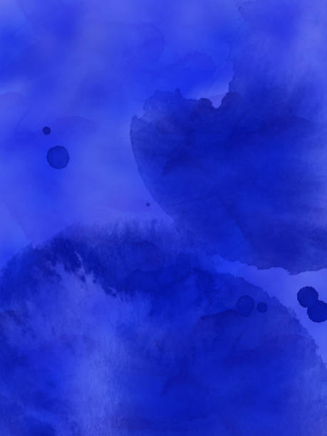 граница оттенков темно-синей краски брызг капель. акварель штрихи элемент дизайна. темно-синий цвет р�уки окрашен абстрактной текстурой. - painted image night abstract backgrounds stock illustrations