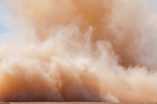 sandstaubsturm in der wüste - wüste stock-fotos und bilder