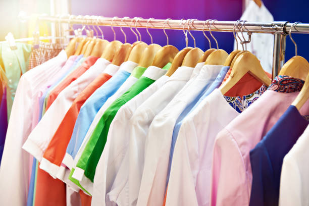 istock Medical clothes in store 1177077425