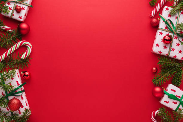 istock Red Christmas background with border for Christmas creep 1177078788