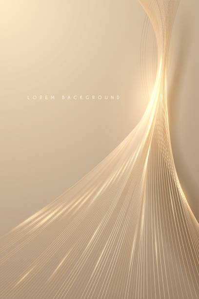 latar belakang garis cahaya emas abstrak - horizontal komposisi foto ilustrasi stok
