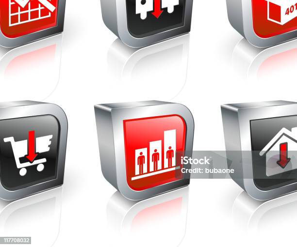 Recessione 3d Set Di Icone Vettoriali Royaltyfree - Immagini vettoriali stock e altre immagini di 401k - Parola inglese - 401k - Parola inglese, Andare giù, Arancione