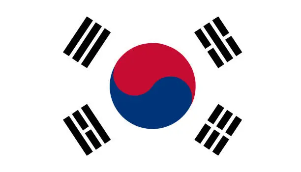 Vector illustration of The national flag of South Korea