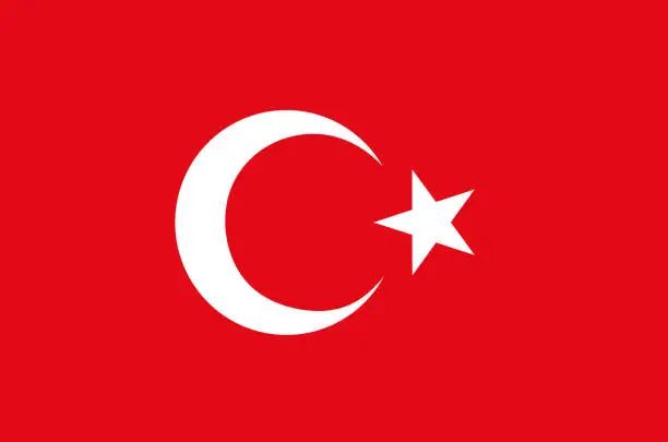 Vector illustration of The national flag of Republic of Turkey