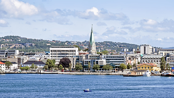 Panorama of the Norwegian city Kristansand, seen from the seaside