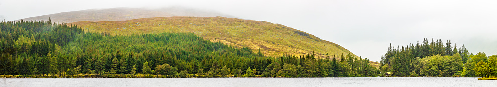 Panorama over Loch Ossian in Corrour in Scotland Highlands