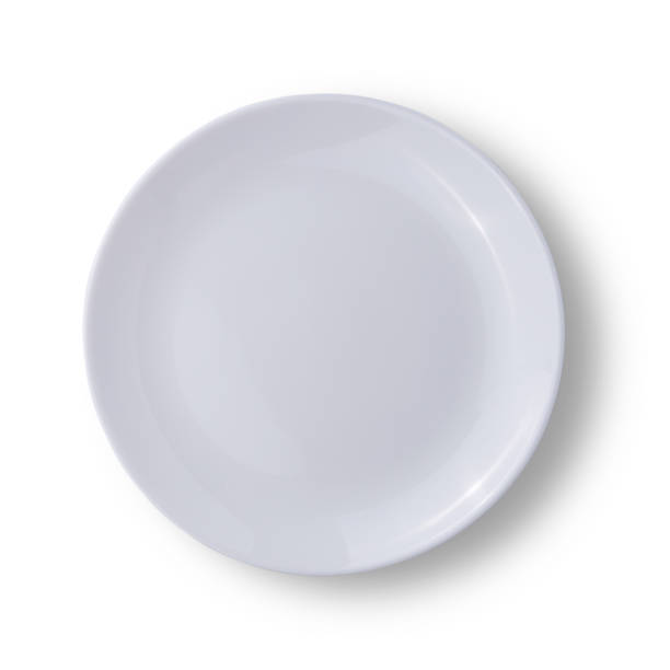 istock Top view of shiny plate isolated on white with clipping path 1177085405