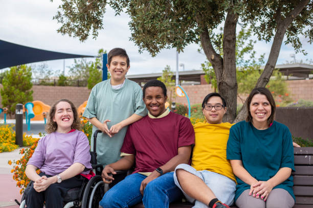 A group of disabled people A group of disabled people down syndrome photos stock pictures, royalty-free photos & images
