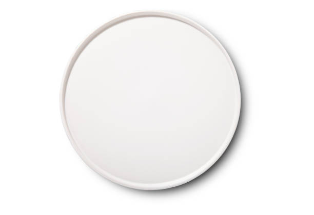 istock Big white plate with shadow isolated on white background. Top view mock up. 1177088436