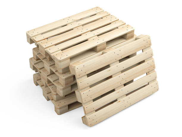 istock A pile stack of new wooden pallets. Side view. 1177089619