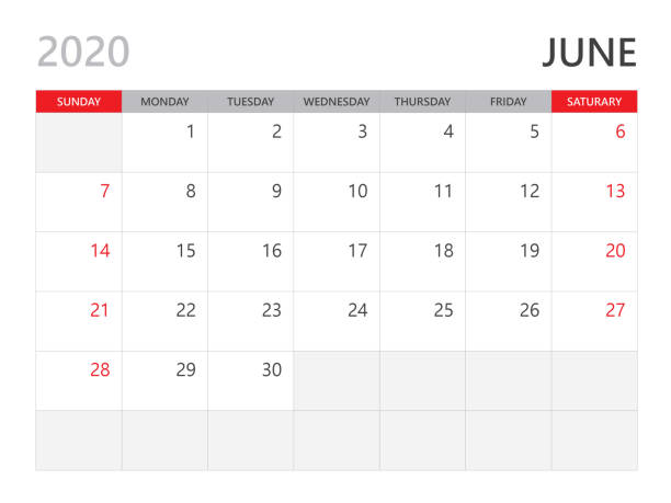 istock Calendar 2020 template, JUNE 2020 year, corporate design planner template. red background 1177092606