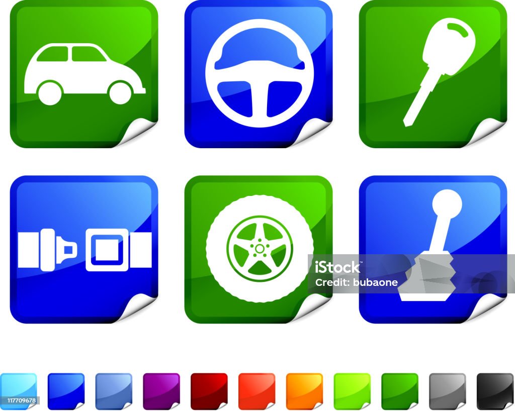 Grünes auto lizenzfreie vektor icon-set - Lizenzfrei Auto Vektorgrafik