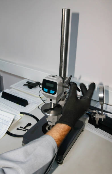 elastomer hardness measurement lab technician measures elastomer hardness polyethylene molecular structure stock pictures, royalty-free photos & images