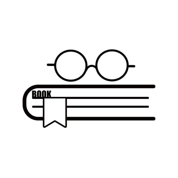 icon-buch mit tabs und brille oben - science book glass document stock-grafiken, -clipart, -cartoons und -symbole