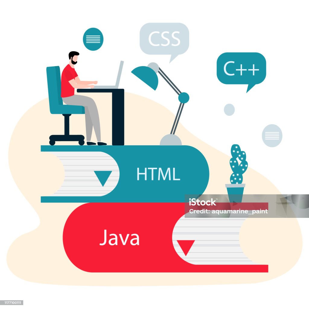 People Books Learning Programming Languages Stock Illustration ...