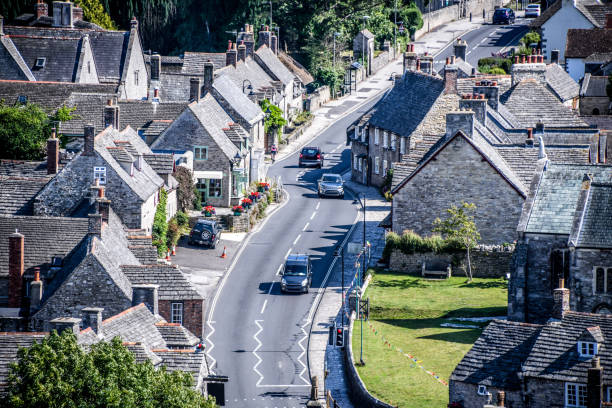 Aerial View Of Corfe Village, UK