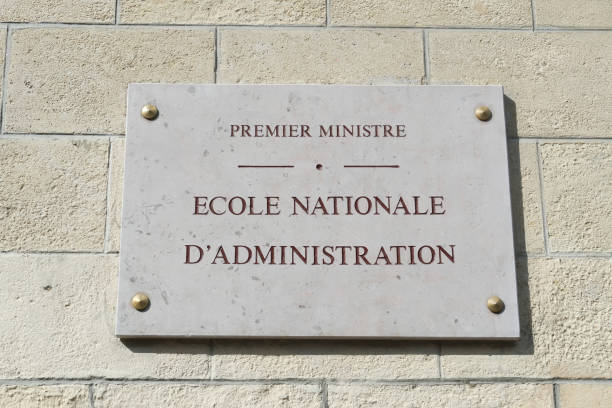 Plate at the entrance at "ENA" or "Ecole Nationale d'Administration" (National School of Administration) in Paris, France Building entrance at "ENA" or "Ecole Nationale d'Administration" (National School of Administration), the most important administration school in France, located in Paris. No people. ecole stock pictures, royalty-free photos & images