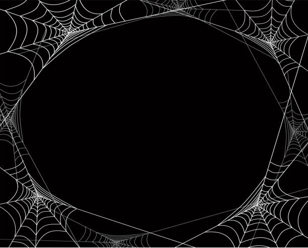 gruselige spinnennetze rahmen für halloween-party-plakate, web-banner, karten, einladungen. - spinnennetz stock-grafiken, -clipart, -cartoons und -symbole