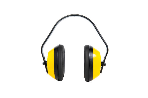 istock Yellow ear-muffs isolated on a white background. Earplugs. 1177112859