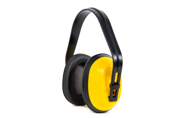istock Yellow ear-muffs isolated on a white background. Earplugs. 1177112872