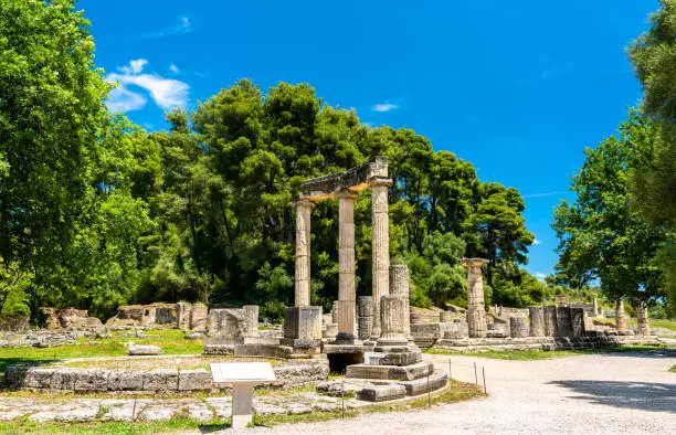 The Philippeion at the Archaeological Site of Olympia, UNESCO world heritage in Greece