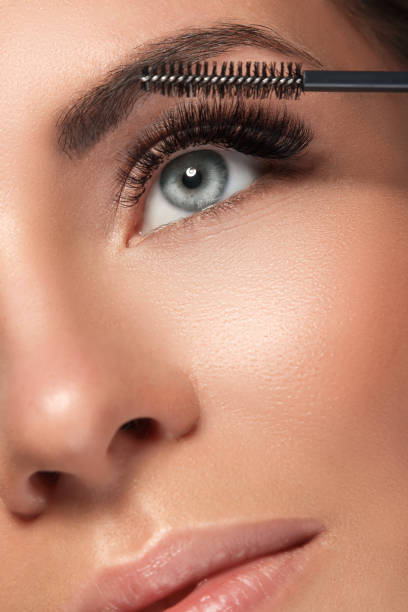 Beautiful woman with eyelash extension stock photo