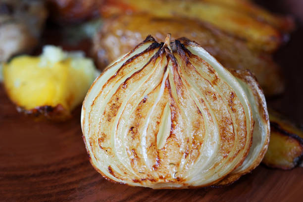 istock Grilled vegetables, half onions close-up 1177116518