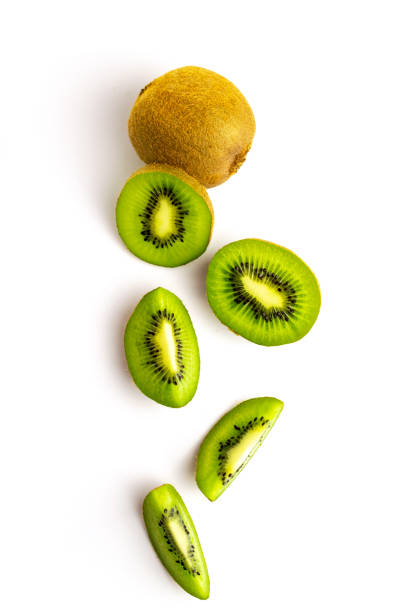 Kiwi fruit. Green kiwifruit isolated on white background.