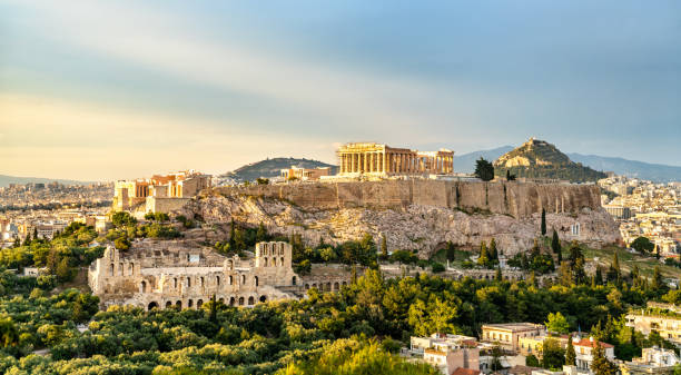 그리스의 아테네 아크로폴리스 전경 - greece acropolis parthenon athens greece 뉴스 사진 이미지