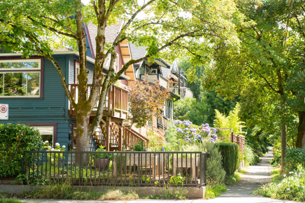 Residential Neighborhood in Vancouver Canada on a Sunny Day stock photo