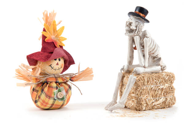 istock Halloween Skeleton and Scarecrow 1177118436