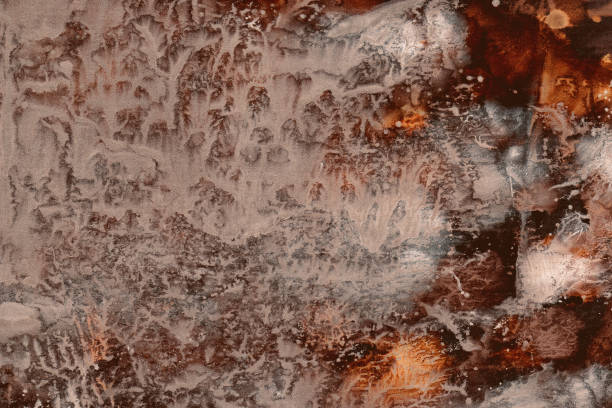 istock abstract textural background with brown and graybranchy paint lines and cracks with white divorces, furrows, inflows, coasts 1177118509
