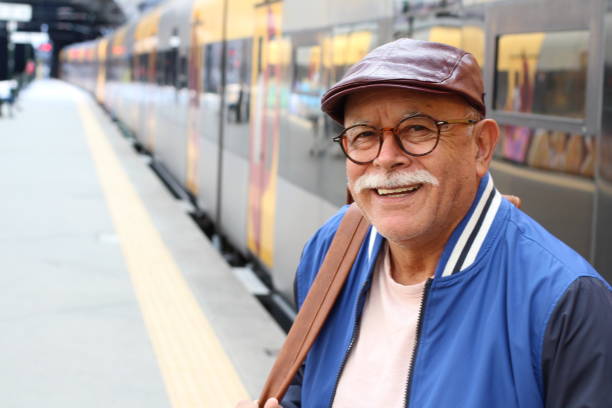 istock Senior Hispanic man at train station 1177122689