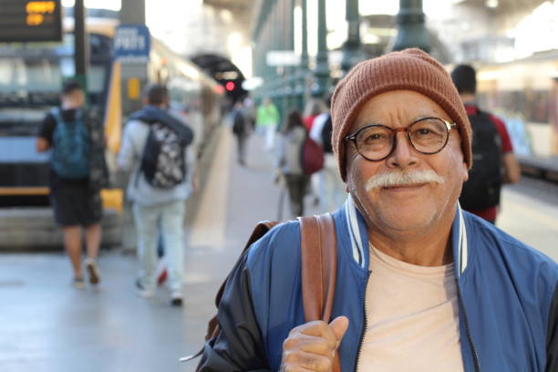 istock Senior Hispanic man at train station 1177126237