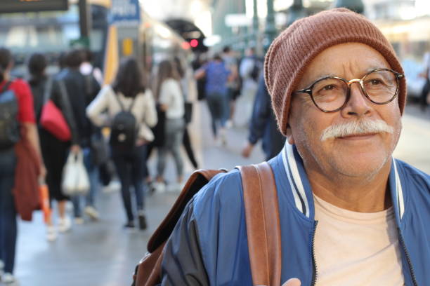 istock Senior Hispanic man at train station 1177126344