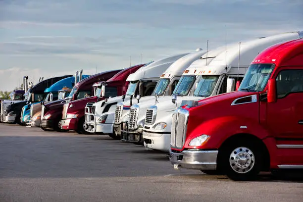 Photo of Semi Trucks Parked at Truck Stop, Missouri