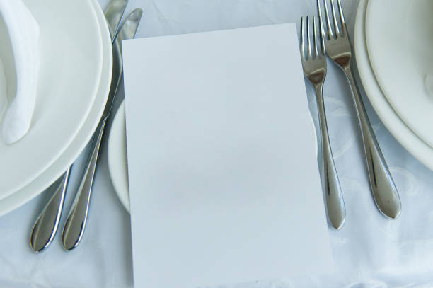 istock empty sheet of paper on plate next to cutlery 1177128735