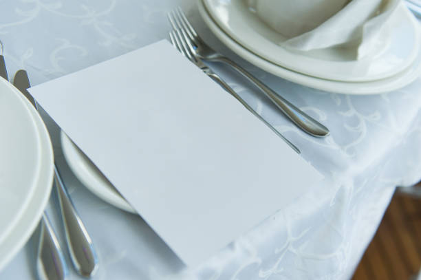 istock empty sheet of white paper on plate next to cutlery 1177128753