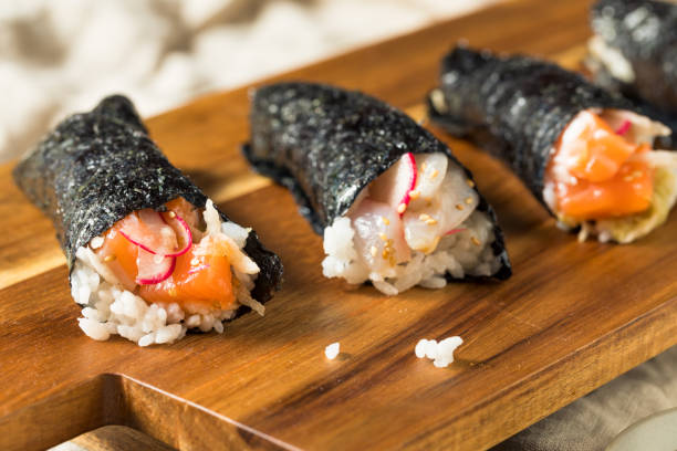 istock Homemade Sushi Temaki Hand Rolls 1177130146