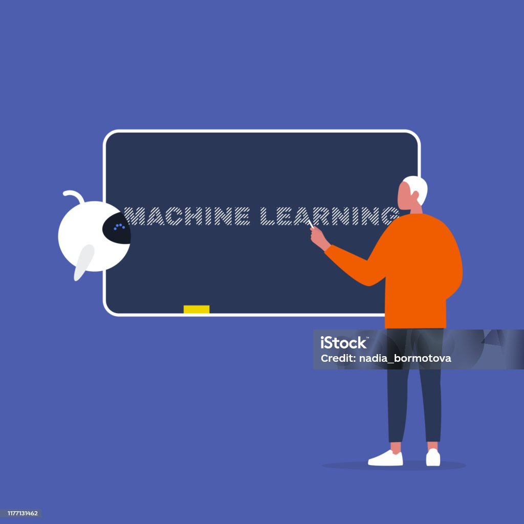 Machine Learning Artificial Intelligence Education Young Male Character ...