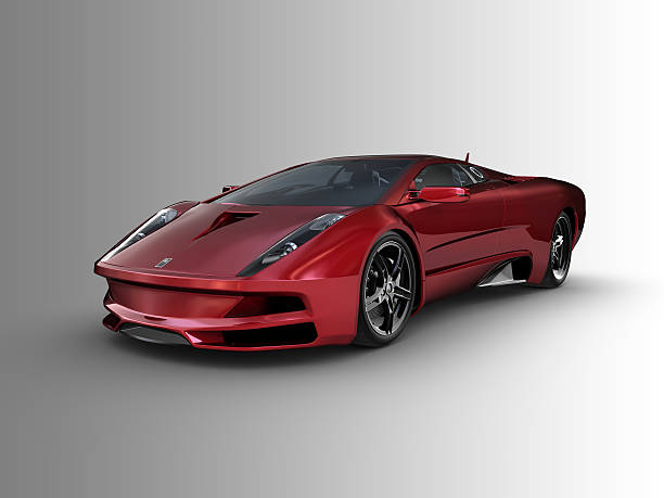 istock Red sports car on grey background 117713154