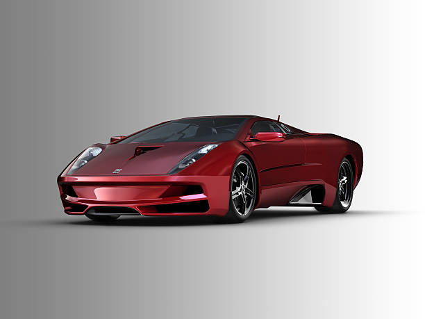istock Red sports car on grey background 117713192