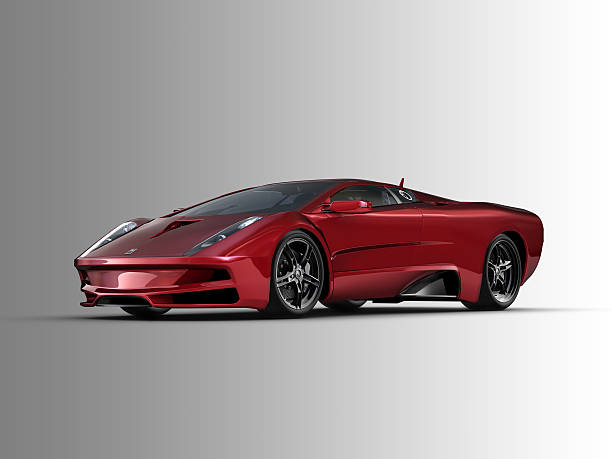 istock Red sports car on grey background 117713195